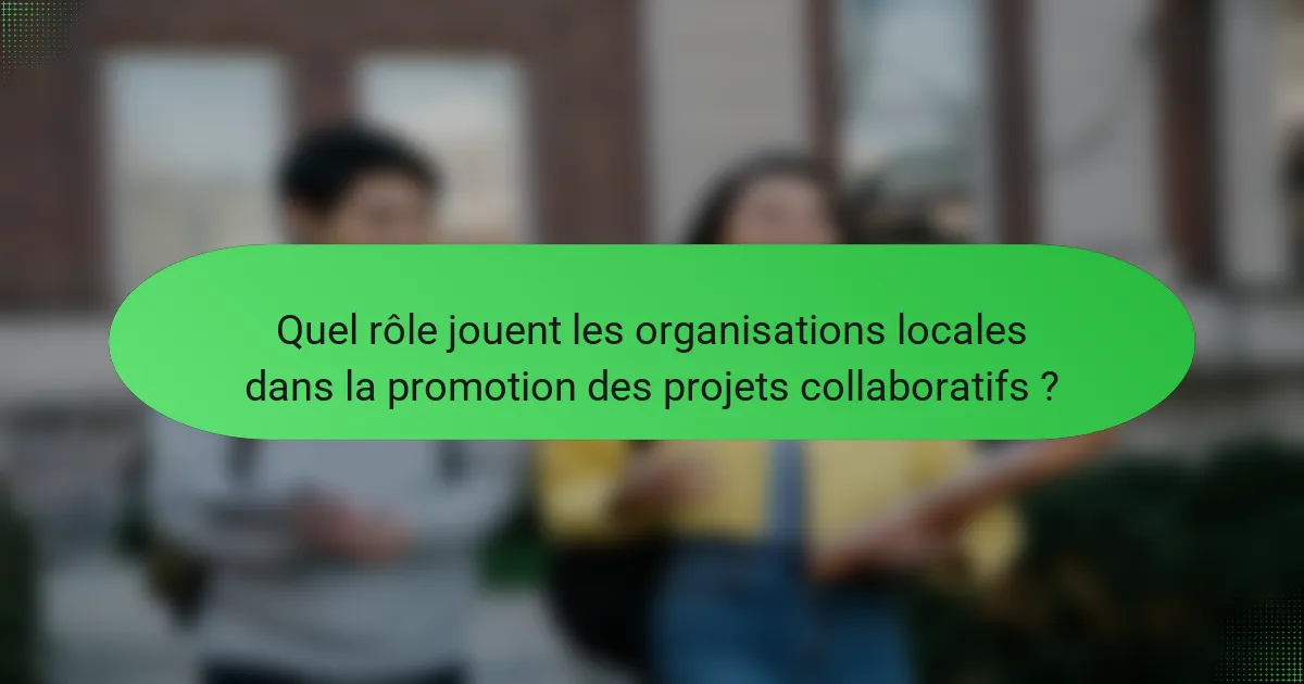 Quel rôle jouent les organisations locales dans la promotion des projets collaboratifs ?