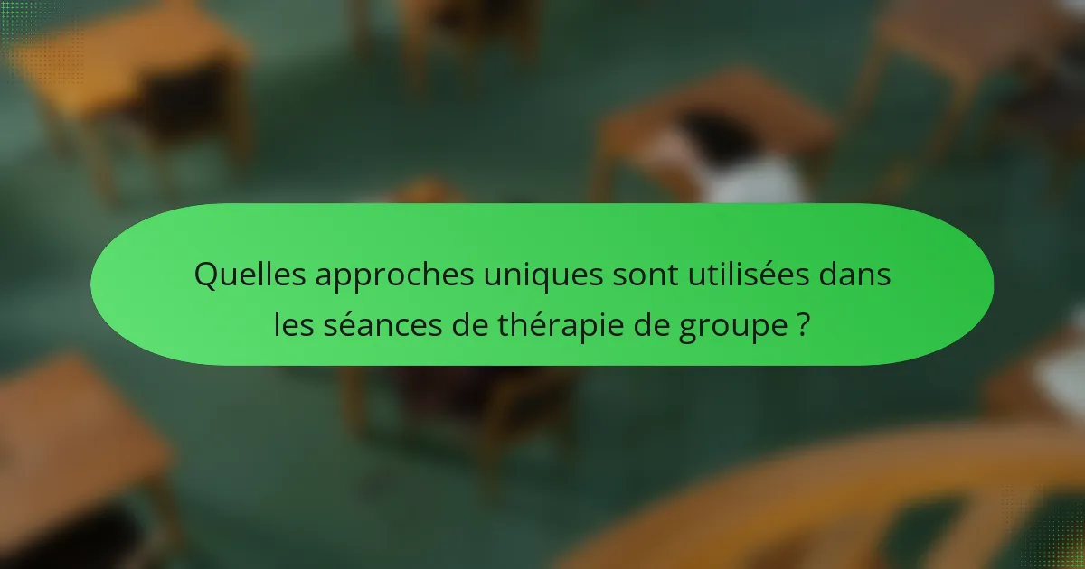 Quelles approches uniques sont utilisées dans les séances de thérapie de groupe ?