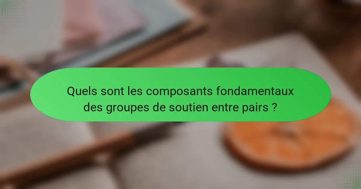 Quels sont les composants fondamentaux des groupes de soutien entre pairs ?